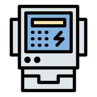 Electric Meter icon flat line style illustration representing a device that measures electrical energy consumption, suitable for utilities, energy monitoring, and electrical engineering applications. vector