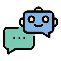 Chatbot icon flat line style illustration representing AI-powered virtual assistants, automated messaging, and conversational interfaces, suitable for customer support, AI interaction, and digital vector