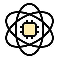 Artificial Intelligence icon flat line style illustration representing AI technology, automation, and machine learning, suitable for tech, innovation, and digital transformation concepts. vector