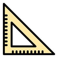 Triangle ruler icon flat line style illustration representing measurement, drafting, and geometry, suitable for education, engineering, and design concepts. vector