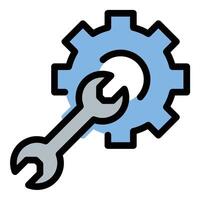Setting icon flat line style illustration representing configuration, adjustments, or system preferences, suitable for technology, software, and device customization concepts. vector