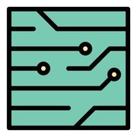 Circuit icon flat line style illustration representing electrical connections and electronic pathways, suitable for technology, engineering, and hardware design applications. vector