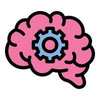 Artificial brain icon flat line style illustration representing advanced AI, machine learning, and cognitive computing, suitable for technology, innovation, and neuroscience concepts. vector
