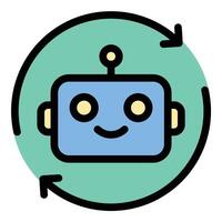 Automation icon flat line style illustration representing automated processes, workflow optimization, and efficiency, suitable for technology, robotics, and industrial automation concepts. vector