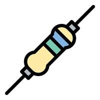 Resistor icon flat line style illustration representing an electronic component that limits electric current flow, suitable for circuit design, electrical engineering, and electronics applications. vector