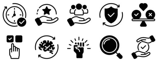 Ethics Icon Set Solid Style Collection representing moral principles and values suitable for education corporate policies and social responsibility initiatives vector