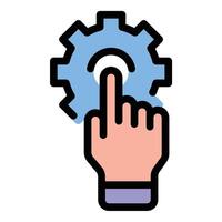 Customer self-service icon flat line style illustration representing user-driven support or assistance, suitable for kiosks, help centers, and automated service platforms. vector