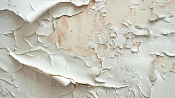 A close up of a white wall with peeling paint photo