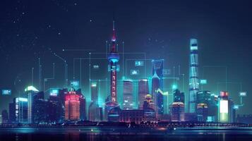 The city of shanghai is shown in a futuristic setting photo