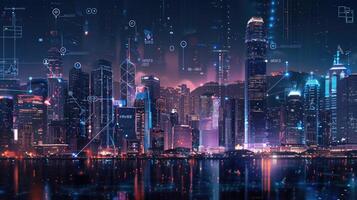 An image of a city with futuristic technology photo