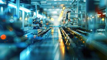 A factory with machinery and people working photo