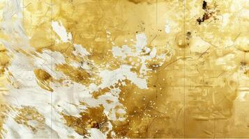 A painting of gold and white paint on a paper photo