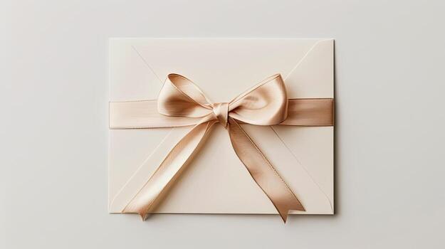 A white envelope with a bow and a ribbon photo