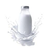 milk bottle with splash Mesh gradient wes vector