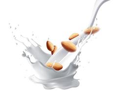 almond milk splash isolated on background. with clipping path mesh gradient was used vector
