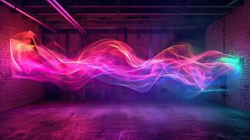 Abstract neon light in a dark room photo