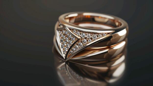 A diamond ring with a triangle shape photo