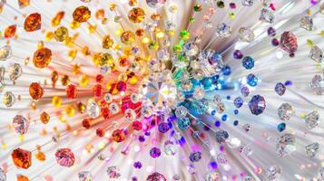 A colorful cluster of diamonds is shown in the background photo