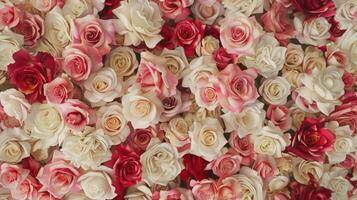 A large group of red and white roses photo