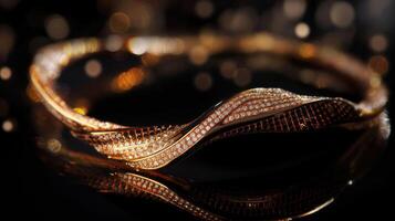 A gold bracelet with diamonds on it photo