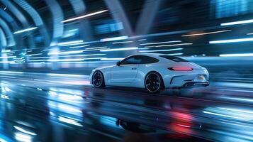The porsche 911 gts is shown in motion photo