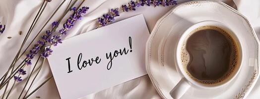 I love you card with lavender flowers photo