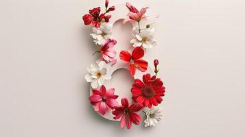 The number eight is made of flowers photo