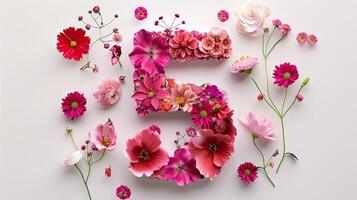 The number five is made up of flowers photo