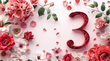 3d floral number 3 photo