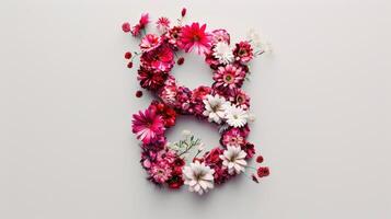 The number 8 is made of flowers and leaves photo