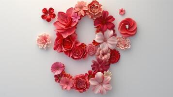 A letter p made of flowers on a white background photo