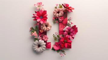 The letter i is made of flowers photo
