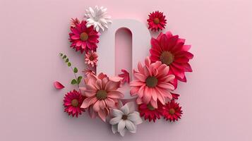 The letter o is made of flowers and leaves photo