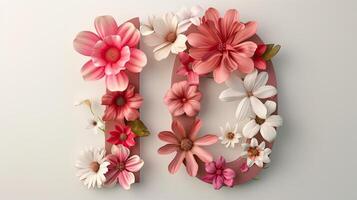The letter o is made of flowers photo
