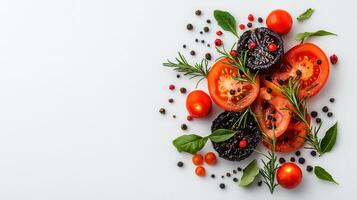 Sun dried and Fresh Tomatoes with Herbs and Spices Culinary Food photo