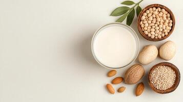 Delicious Plant Based Milk with Soybeans Almonds and Quinoa for a Healthy Lifestyle photo