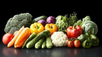 Fresh Colorful Vegetables Assortment Broccoli Peppers Carrots Cucumbers and More A Vibrant and Healthy Food photo