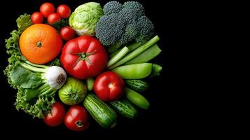 Fresh Organic Vegetables and Fruits Assortment Healthy Eating Concept Vibrant Produce Close Up Shot photo