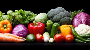 Vibrant Assortment of Fresh Vegetables Colorful Peppers Cabbages Broccoli and More photo