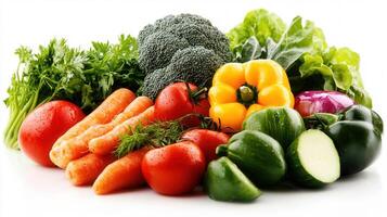 Fresh Colorful Vegetables Assortment Broccoli Carrots Tomatoes Peppers and More A Healthy and Vibrant Food Composition photo