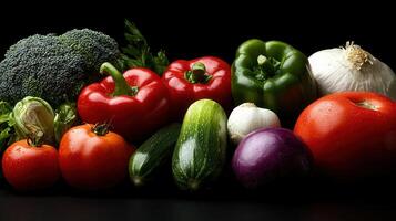 Fresh Vibrant Vegetables Colorful Tomatoes Peppers and Broccoli for Healthy Eating photo