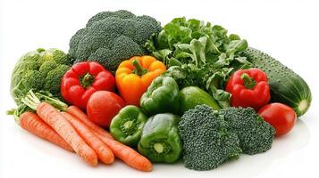 Fresh Organic Vegetables Assortment Colorful Broccoli Peppers Carrots and More photo