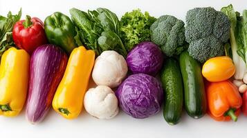 Vibrant Assortment of Fresh Vegetables Colorful Peppers Broccoli Cabbage and More photo