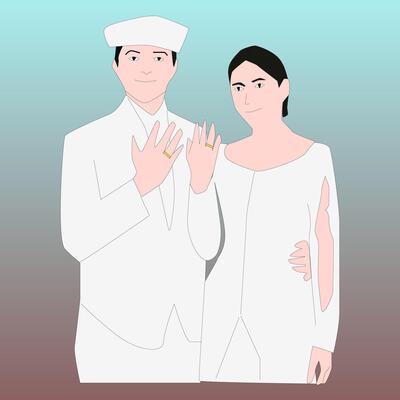 two newlyweds in traditional clothes
