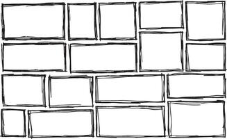 Border frame. Black dirty square collection. Simple scratch brush empty doodle. Freehand grungy rectangle. Outline sketch drawn line vector