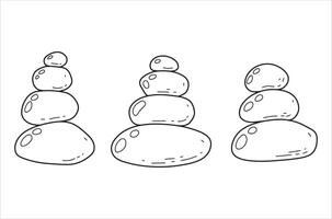 Group of stone. Rock pyramid and balance with stability. Pile of minimalist tower. Wellness and calm symbol vector