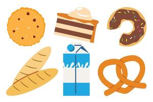 Bakery and Dessert Icons in Flat Style vector
