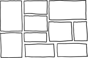 Border frame. Black dirty scribble square collection. Simple scratch brush empty doodle. Freehand grungy rectangle. Outline drawn line vector