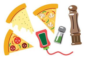 Pizza Slices with Toppings vector