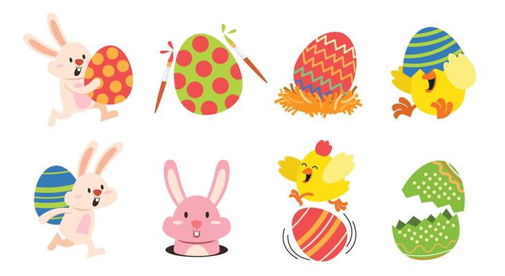 Easter Egg Cartoon Characters Collection illustration